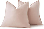 MIULEE Decorative Linen Euro Sham Pillow Covers 26x26 Light Pink | Boho - Image 6