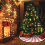Swirl Stripe Christmas Tree Skirt 30 inches Sweet Candy Cane Pink Christmas Decorations Xmas Tree Mat Holiday Party Home Decorations (Pink, 30in)