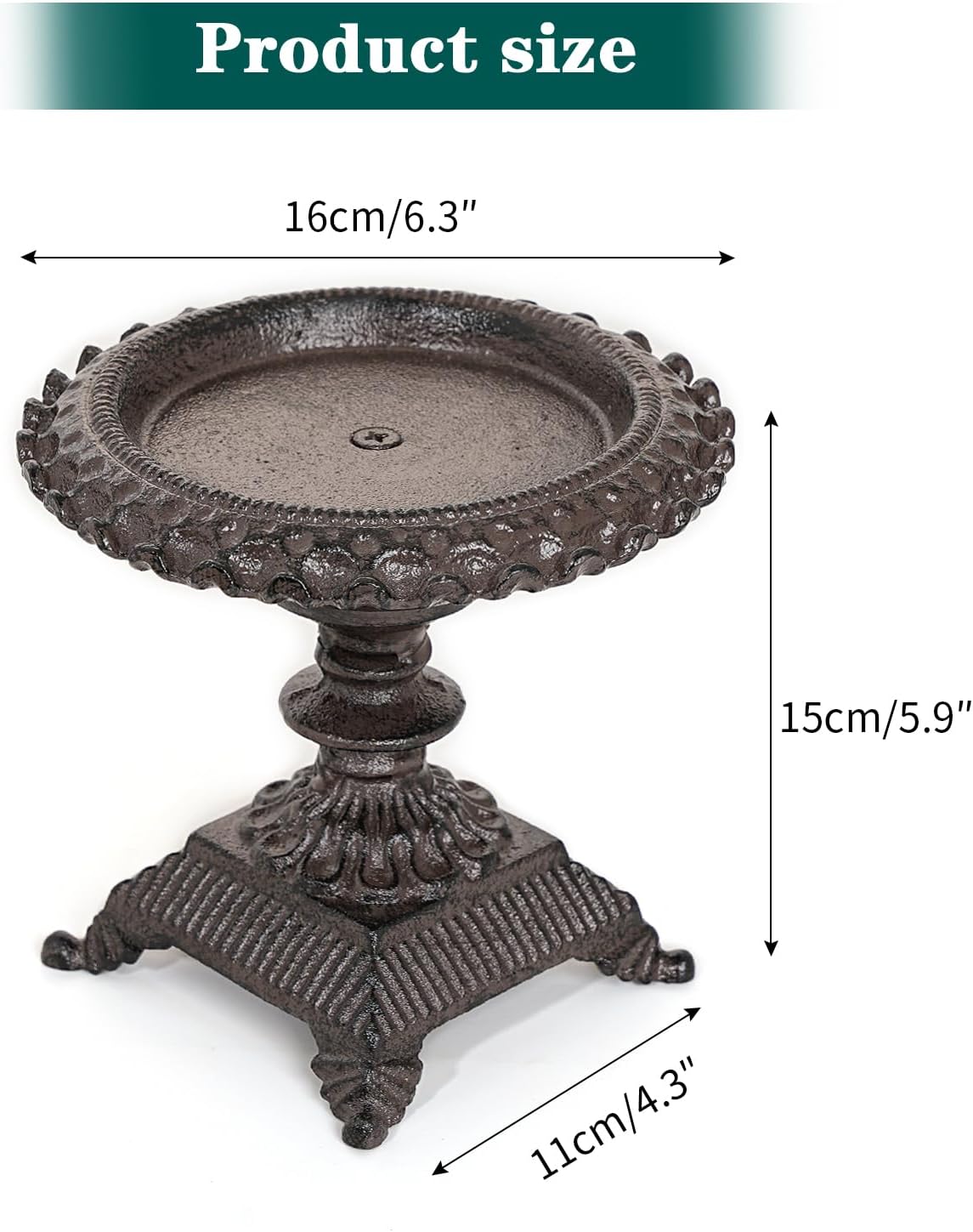 Sungmor Cast Iron Candle Holder - Rustic Style Decorative Pillar Candle Holders, Center Pieces Decoration for Table, Modern Farmhouse French Country Decor, 6.5" Candle Stand Fits Multi-Size Candles