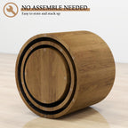 Vikiullf Nesting Coffee Table Set of 3, Round Wooden Coffee Tables, Modern Circle Table for Living Room, Bedroom, Accent Side Table, Saving Space Design and No Need Assembly