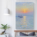 Coastal sailboat scenery poster art decor ocean nautical room decor beautiful sailboat seascape decor suitable for beach villa