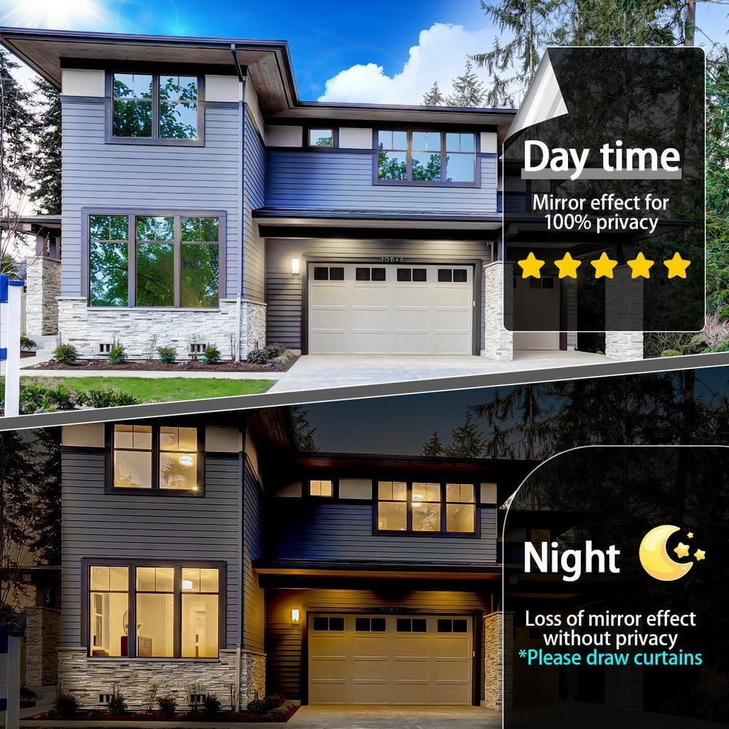 Niviy One Way Privacy Window Film See Out Not in 41 x 157.4 Inch Reflective Window Film Heat Blocking Anti UV Glass Door Mirror Window Tint for Home Office, Silver