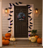 Halloween Wooden Round Hanging Sign Decoration Horror Skeleton Outdoor Wooden Plaques Yard Front Door Hanger Home Wall Decor for Halloween Wreath Party Supplies Decor