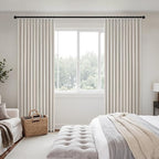 MIULEE Birch Pinch Pleated 100% Blackout Linen Curtains 40x96 Inches | Room - Image 2