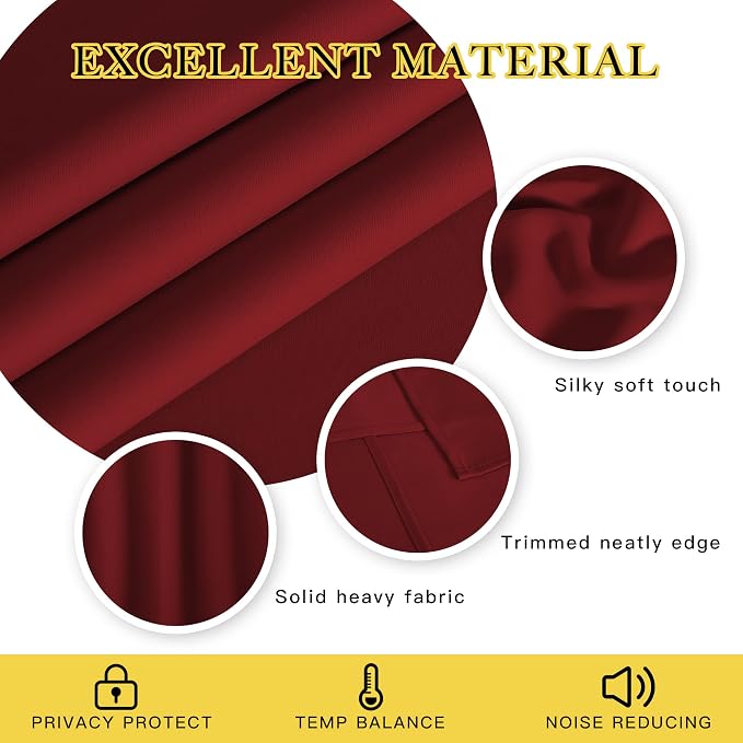 NICETOWN Burgundy Blackout Curtain Grommet - Image 4