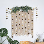 Jishi Pom Pom Garland Boho Party Decorations, 3-Pack Brown Khaki Beige Felt Ball Garland Cute Pastel Rainbow Pompom Strings, Christmas Birthday Wedding Rustic Boho Home Decor Supplies, Xmas Tree Decor