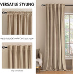 MIULEE Velvet Curtains 52x108 inches 2 Panels Camel Beige Blackout Curtains | - Image 2