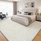 PLHXFR 8x10 Area Rugs Living Room: Fluffy Bedroom Rug Shag Carpet White | - Image 2