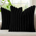 decorUhome Fall Faux Fur Throw Pillow Covers 20x20 Set of 2 Black | Decorative by decorUhome
