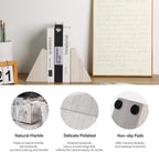 Marble Book Ends for Heavy Books, Decorative Bookends for Shelves, Durable and Heavy-Duty Bookends for Hardback Book & CDS, Off-White Unique Books Stopper & Holder, Set of 2