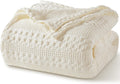 PHF 100% Cotton Waffle Weave Blanket King Size, Soft Lightweight Breathable Cozy Summer Blankets for Bed, Luxury Aesthetic Woven Bedding for Home Decor, 108"x90", Ivory