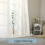 Sheer Curtains 84 inch Length, Ivory Sheer Cutains 2 Panels Set - Image 3