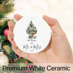 40th Anniversary Ornament Gifts for Parents,Couple, 40th Wedding Anniversary for 40 Year as Mr and Mrs Gifts, Ceramic Keepsake 40th Anniversary Christmas Ornaments with Ribbon and Box