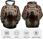 LAOLIUSN Novelty Long Sleeve Hoodie Funny Fashion Bloody Sweatshirts