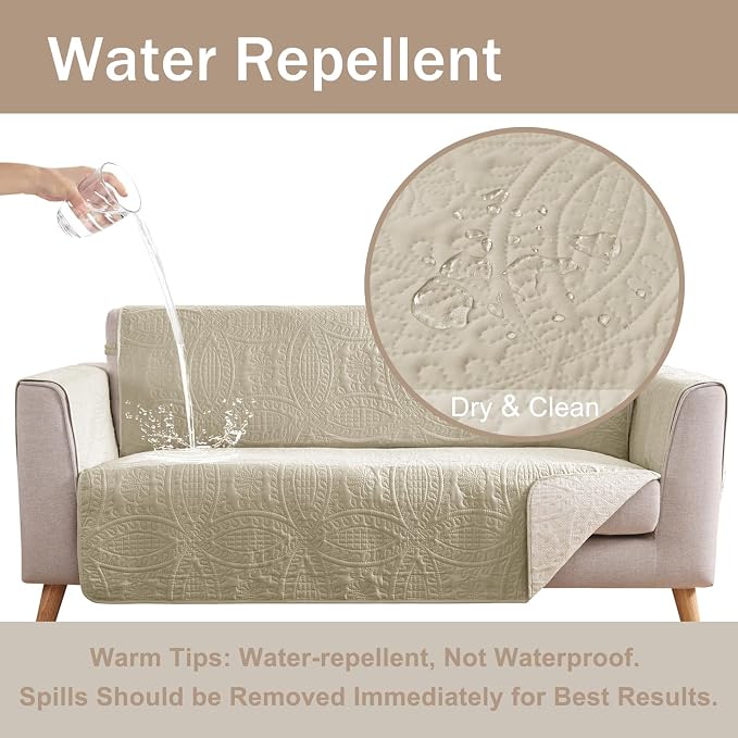 Camel Loveseat Covers for 2 Cushion Couch, Water-Repellent Covers for Love Seat - Image 3