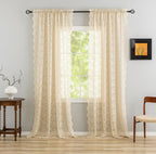 YJ YANJUN Vintage Lace Curtains 102 Inch Long-Victorian Floral Pattern Beige by YJYANJUN