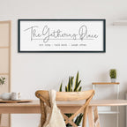 SRSZHIYUE The Gathering Place Sign Wall Decor Art 40"×15" for Large Kitchen Dining Room Wood Framed Wall Hanging (Black)