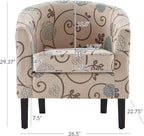 BELLEZE Living Room Chairs Set of 2, Linen Round Accent Barrel Chairs, Club Tub Sofa Chairs for Bedroom, Corner Chairs with Flared Legs and Cozy Soft Padding - Highland (Floral Print)