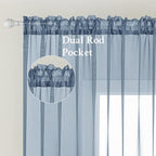 MIULEE Dusty Blue Sheer Curtains 54 X 45 Inches, 2 Panels | Solid Color - Image 2