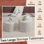 Round Nesting Coffee Table Set of 2 Modern Small Coffee Table Round End Table Small Side Table Circle Coffee Tables Circular Nested Coffee Tables for Living Room (Grey)