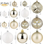 87-Pack Shatterproof Christmas Ball Ornaments Set, Christmas Tree Decorations with Hand-held Gift Package for Xmas Tree Holiday Wedding Party, Champagne