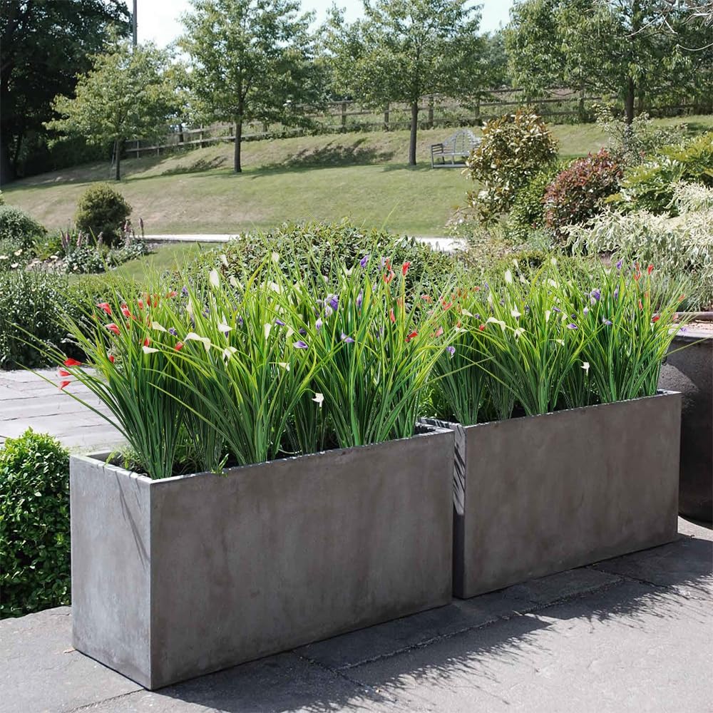Melorca&Guilla Artificial Plants Outdoor 3PCS 23“ Fake Tall Grass,Faux Grass Plant,Artificial Grass Greenery Shrubs Bushes for Garden Porch Window Box Shop Office Home Décor