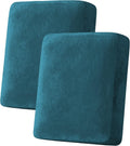 H.VERSAILTEX Velvet Stretch Couch Cushion Cover Plush Cushion Slipcover for Chair Loveseat Sofa Cushion Furniture Protector Seat Cushion Sofa Cover (2 Piece Medium Sofa Cushion Covers, Deep Teal)