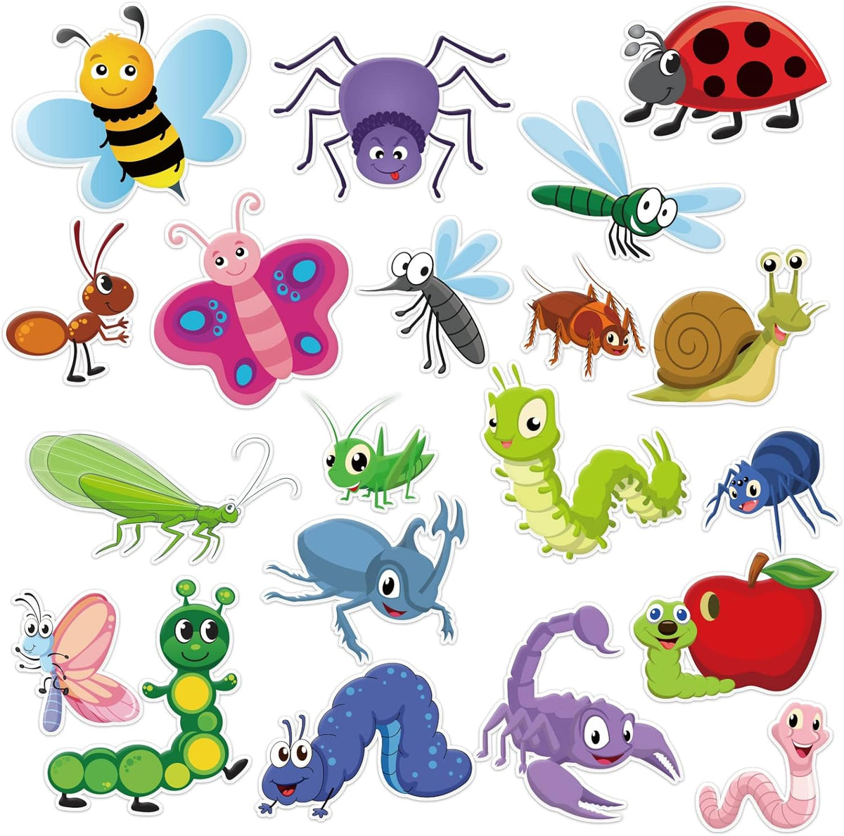 20 PCS Insect Thick Gel Clings Spring Summer Insect Window Gel Clings Decals Stickers for Kids Toddlers and Adults Home Airplane Classroom Nursery Winter Insects Animals Party Supplies Decorations