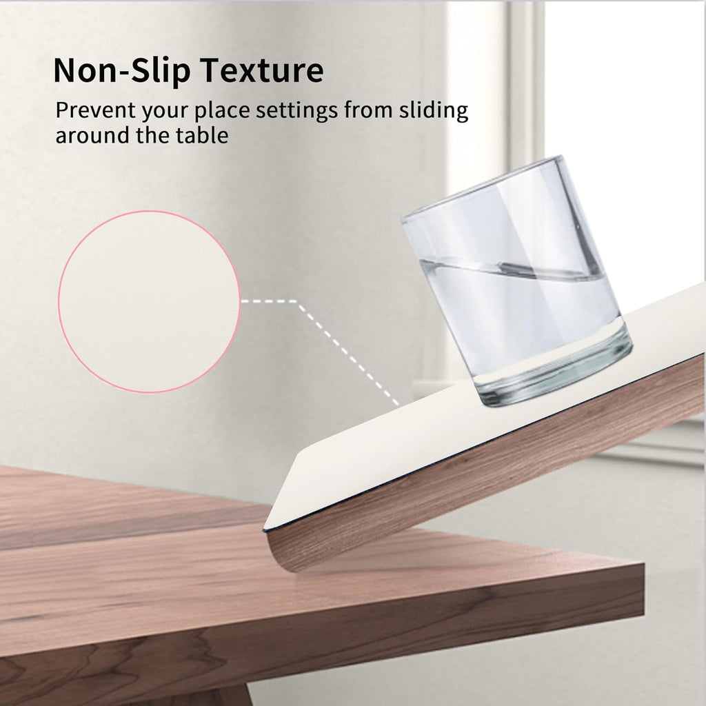 Maxpearl Faux Leather Placemats Set of 4, Waterproof - Wipe Clean - Heat Resistant - Anti Slip Dining Table Place Mats, Suitable for Indoor & Outdoor Use, 17’’×12’’, Ivory White
