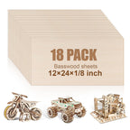 18 Pack 12x24x1/8 Inch Basswood Sheets, Large Size Basswood for Laser Cutting & Engraving, Plywood Wood Board Unfinished Wood Sheets for Crafts, DIY Architectural Models, Wood Burning and Painting.