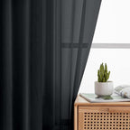 Sheer Black Curtains for Bedroom Living Room 63 Inch Length 2 Panels, Airy Soft - Image 6