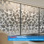 Frosted Glass Window Privacy Film Decorative, Bathroom Privacy Film for Glass Windows Cover, Static Cling, Removable, Reusable, Anti-UV, Anti-Glare, Heat Blocking,（Leaf White 17.5X78.7Inch）