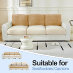 Large Backrest Cushion Covers Super Stretch Backrest Covers for 3 Cushion Couch Sofa, Couch Back Cushion Covers Featuring with Chenille Yarn (Softer Version, 3PC, Khaki)