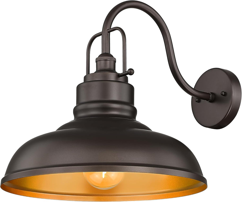 zeyu 18 Inch Gooseneck Barn Light, Farmhouse Outdoor Sconces Wall Lighting, Outdoor Barn Light for Garden Garage, Oil Rubbed Bronze Finish, 016-1BL ORB
