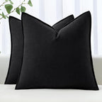 MIULEE Decorative Linen Euro Sham Pillow Covers 26x26 Black | Boho Farmhouse​ by MIULEE