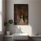 Gothic retro library scene decoration melancholy calm art college style wall aesthetic antique style home decoration suitable for bedroom living room20x30in Wood Framed