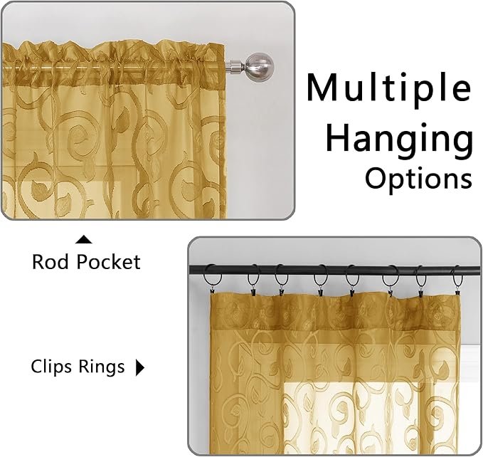 Furman Gold Sheer Curtains 63 inch Length - Image 4