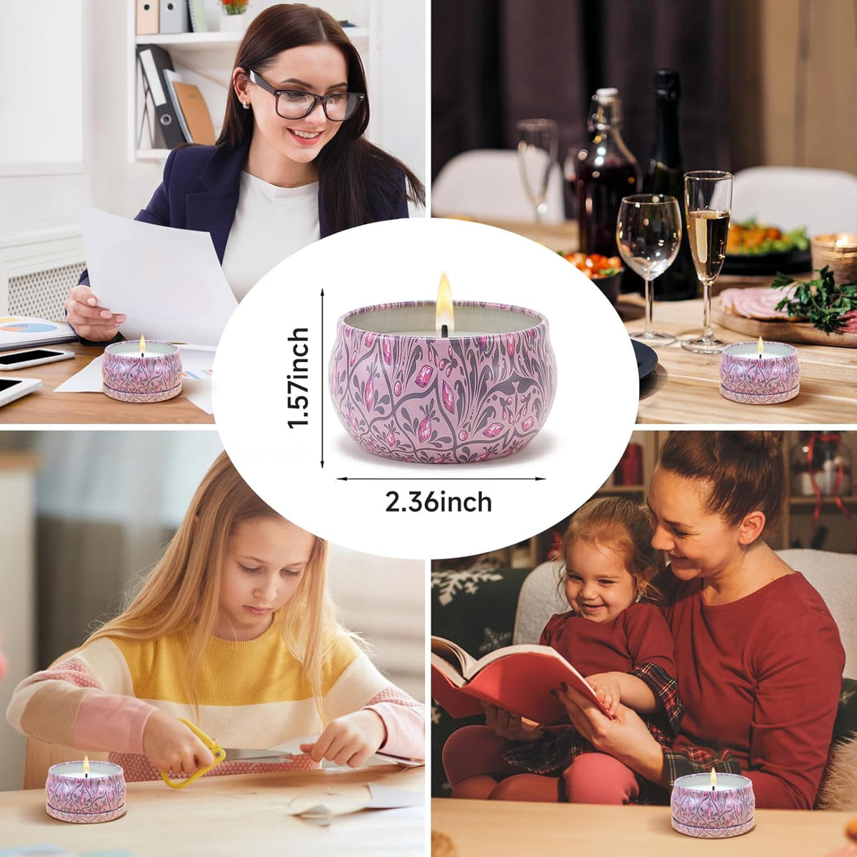 Candles Gifts for Women 3 Pack 2.5 oz Natural Floral Lavender Cherry and Rose Candles Set, Aromatherapy Candles for Home Scented, Portable Small Jar Candles Set for Travel, Spa, Bath, Yoga