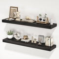 Floating Shelves for Wall, 40" W x 8" D x 1.5" H, Wooden Wall Mounted Display Shelves with Invisible Brackets for Living Room, Bedroom, Bathroom, Kitchen Decor and Storage, Set of 2, Black