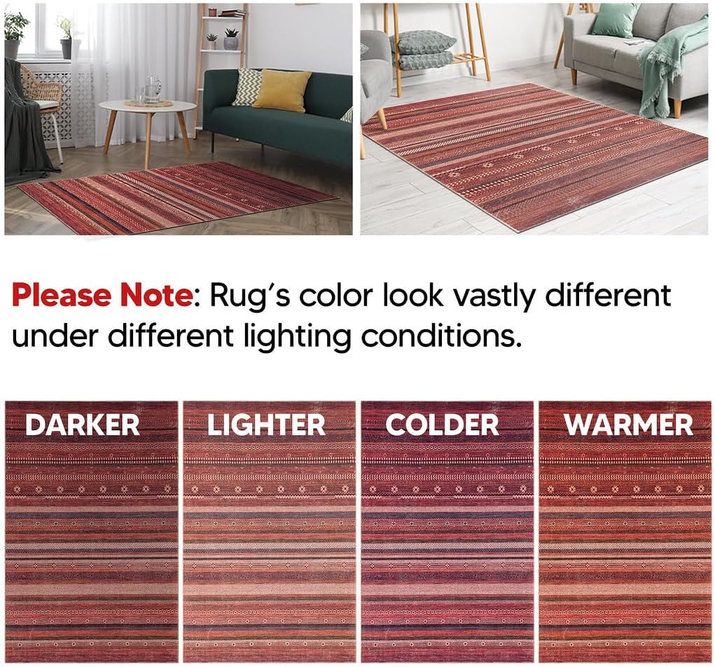 Keen Home Design 3x5 Rug - Machine Washable Entry Rug with Non-Slip Backing, Ideal for Enteryway, Kitchen, Bathroom, Laundry Room - Vintage, Easy Clean, Durable, Low Pile Rug - (3' x 5')