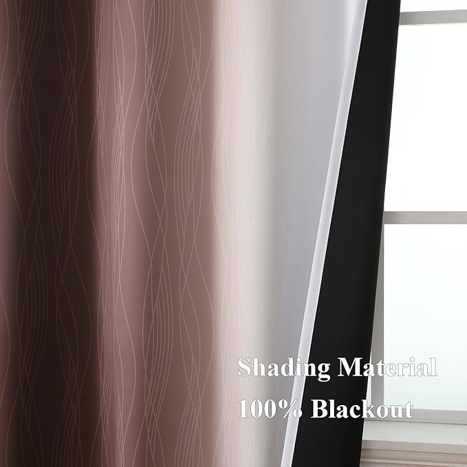 Brown and Greyish White Blackout Curtains 52Wx72L 2 Panels | Ombre Curtains - Image 5