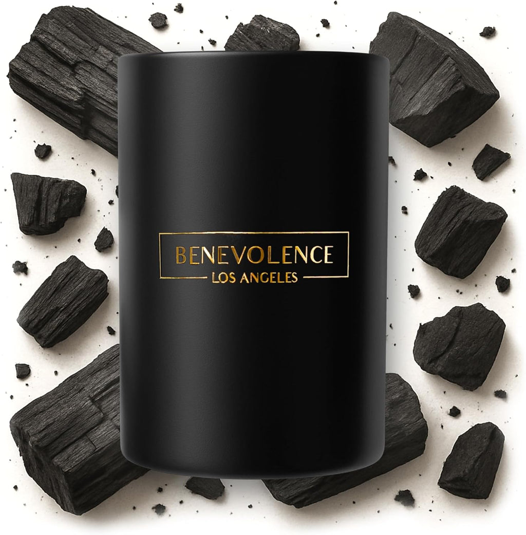 Benevolence LA Charcoal Scented Candle | Soy Candles, Black Candle for Home | Gifts for Women and Men | Home Fragrance | Aromatherapy | Bathroom Freshener | 10oz