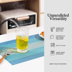 Placemats Set of 6 - Easy Clean Woven Vinyl Placemats for Dining Table, Indoor/Outdoor Place Mats, Washable PVC Table Mats（Ocean Geode）