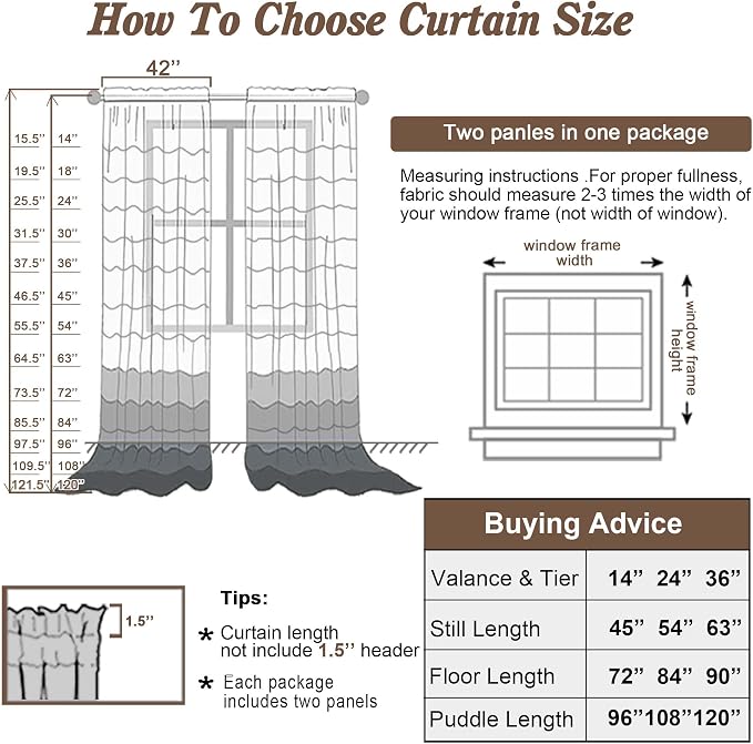 Chyhomenyc Light Grey Sheer Curtains 108 Inches Long - Image 4