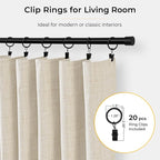 INOVADAY Linen Textured 100% Blackout Sliding Door Curtains 102x90 Cream | 1 - Image 5