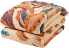 Boho Throw Blanket for Bed, 100% Cotton Soft Rustic Quilt Fall Blanket, 80" 90" Floral Printed Farmhouse Decor Bed Blankets, All Season Rustic Reversible Bohemian Throw Quilt