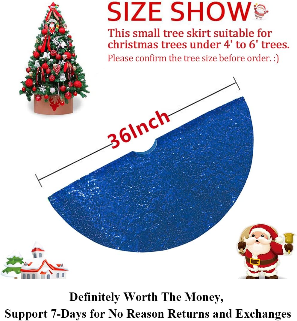 Partisout Sequin Tree Skirt - Glitter, Cotton, Colorful, Slim 36 Inch Tree Skirt for Christmas & Halloween