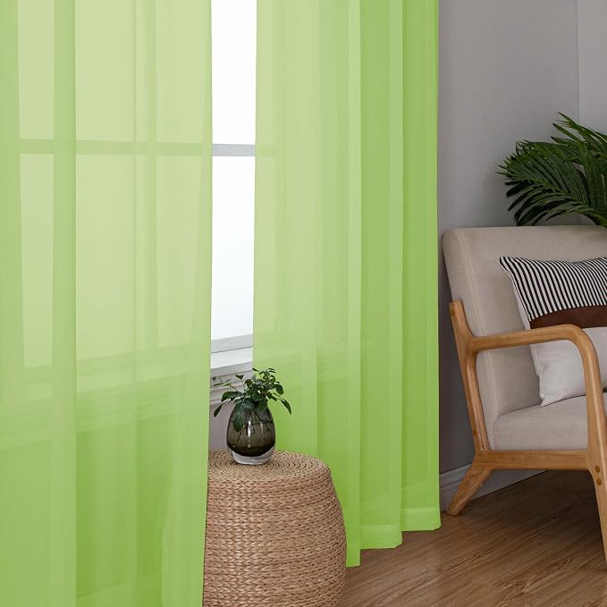 Lime Sheer Curtains 84 Inches Long - Image 3