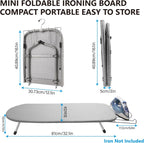 Metal Tabletop Ironing Board with Iron Rest, Portable Ironing Board Small with Heat Resistant Cotton Cover, Mini Iron Board for Small Space and Travel, 32 x 12 Inch (Black)