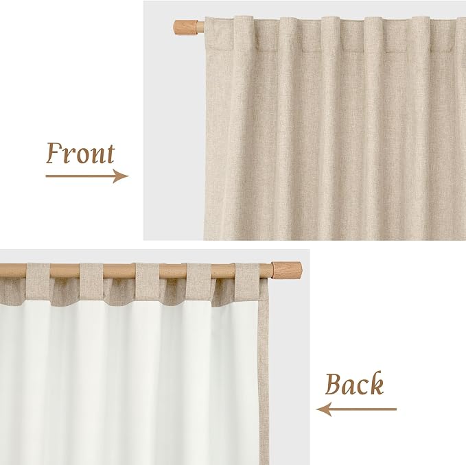 Full Blackout Linen Kitchen Window Curtains 36 Inches 2 Panels | Window Curtains - Image 7